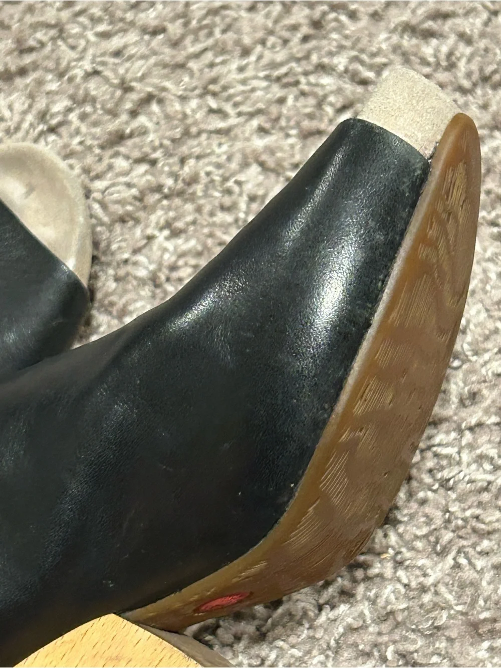 Camper Allegra Leather Peep Toe Mule Wedge Sandal , size 37/7 US